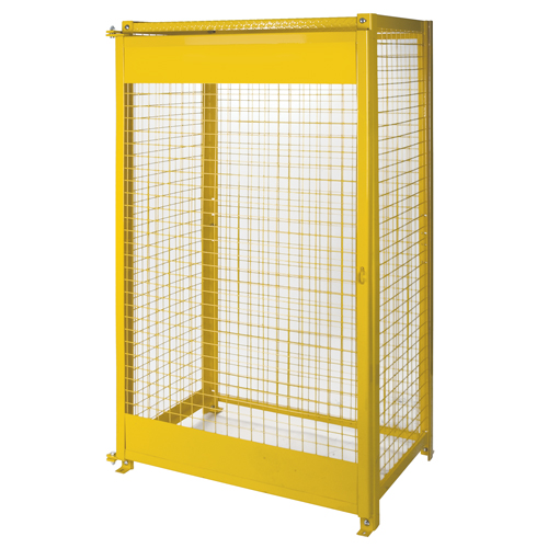 Gas Cylinder Cabinets, 10 Cylinder Capacity, 44" W x 30" D x 74" H, Yellow O-Max