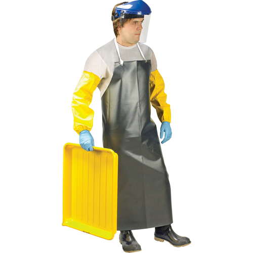 Tabliers &agrave; usage intensif, Nitrile/Polyester, 48" lo x 35" la, Noir O-Max