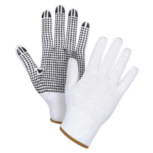 Gants tricot&eacute;s &agrave; pois, Poly/coton, Un c&ocirc;t&eacute;, Calibre 7, Grand O-Max
