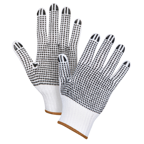 Gants tricot&eacute;s deux c&ocirc;t&eacute;s &agrave; pois, Poly/coton, Deux c&ocirc;t&eacute;s, Calibre 7, Grand O-Max