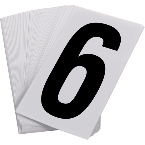 Num&eacute;ros autocollants, 6, 3-1/2" h, Noir sur blanc O-Max