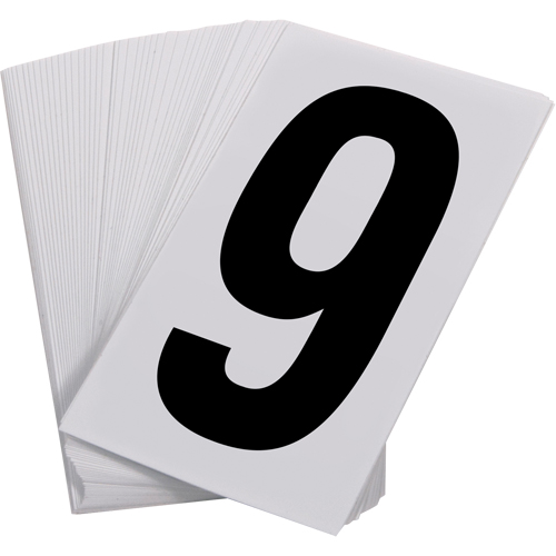Num&eacute;ros autocollants, 9, 3-1/2" h, Noir sur blanc O-Max