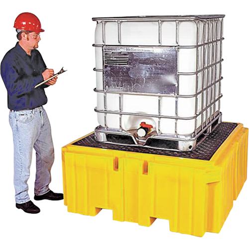 GRV Spill Pallet Plus avec drain, Capacit&eacute; de d&eacute;versement 365 gal. US, 62" x 62" x 28" O-Max