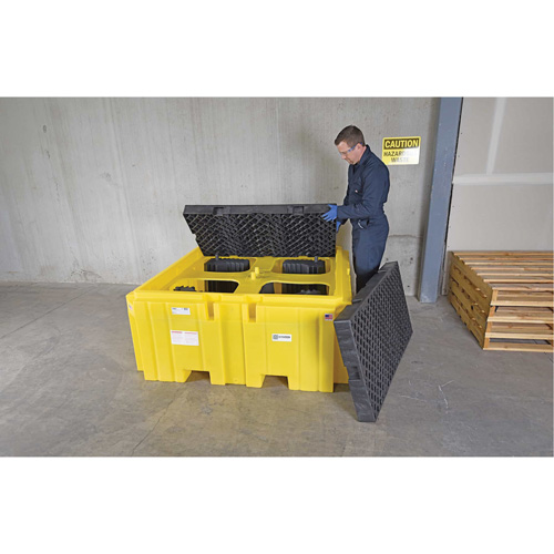 GRV Spill Pallet Plus avec drain, Capacit&eacute; de d&eacute;versement 365 gal. US, 62" x 62" x 28" O-Max