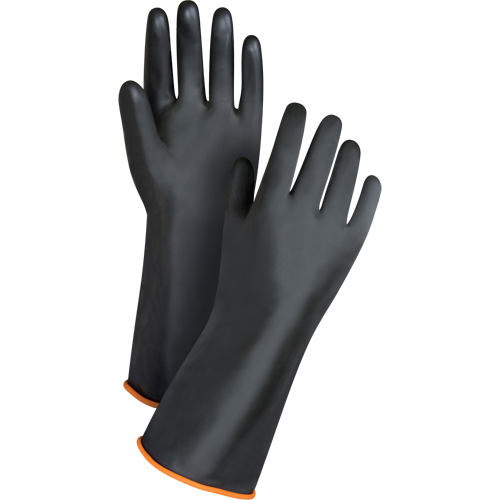 Heavyweight Chemical-Handling Gloves, Size Large/9, 14" L, Rubber Latex, 30-mil O-Max