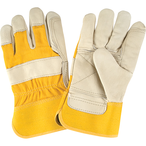 Gants d'ajusteur de premi&egrave;re qualit&eacute;, Grand, Paume en Cuir fleur de vache, Doublure en Coton O-Max