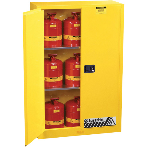 Sure-Grip&reg; Ex Flammable Storage Cabinets, 45 gal., 2 Door, 43" W x 65" H x 18" D O-Max
