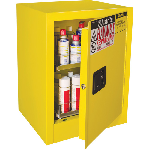 Armoire de s&eacute;curit&eacute; d'&eacute;tabli pour produits inflammables EX Sure-Grip, 24 gal., 1 Porte(s), 21" La x 27" h x 18" p O-Max