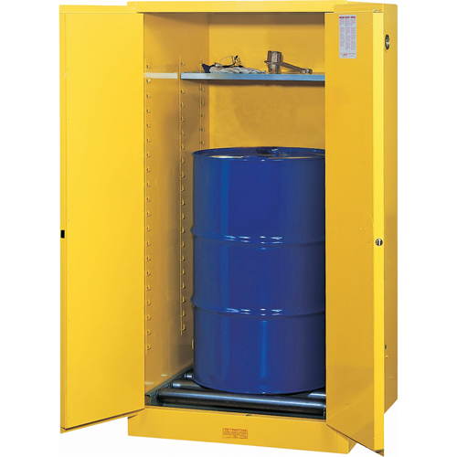 Armoires Sure-Grip EX pour entreposage de barils &agrave; la verticale, Capacit&eacute; de 55 gal. US, Jaune O-Max