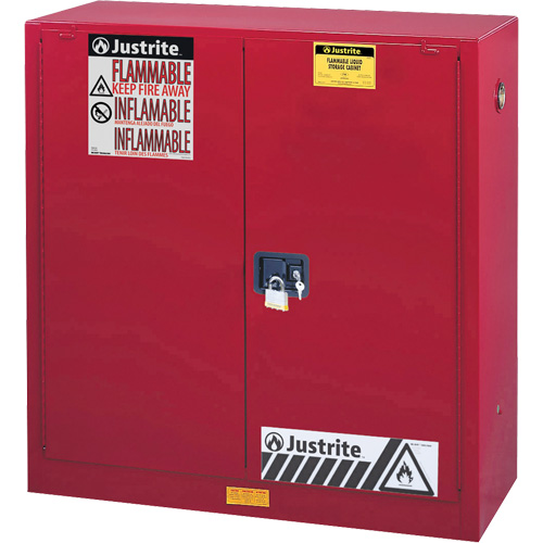 Armoire de s&eacute;curit&eacute; pour la peinture et les encres combustibles EX Sure-Grip, 40 gal., 3 tablettes O-Max