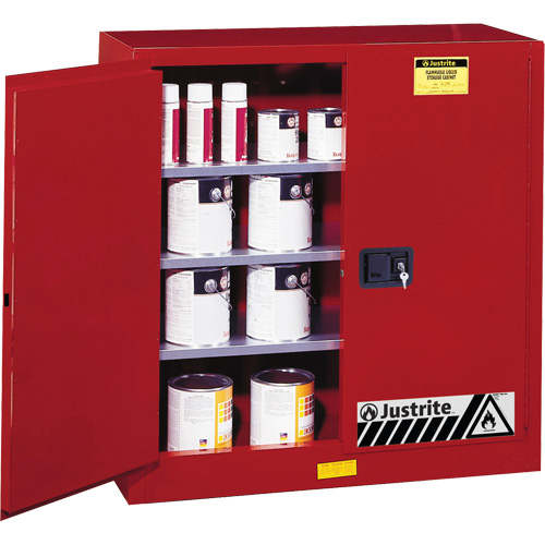 Armoire de s&eacute;curit&eacute; pour la peinture et les encres combustibles EX Sure-Grip, 40 gal., 3 tablettes O-Max