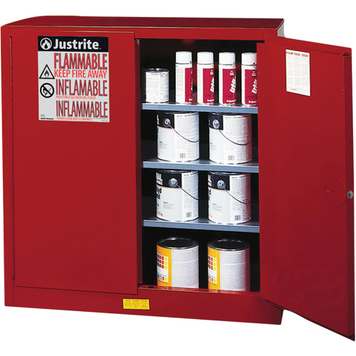 Armoire de s&eacute;curit&eacute; pour la peinture et les encres combustibles EX Sure-Grip, 40 gal., 3 tablettes O-Max
