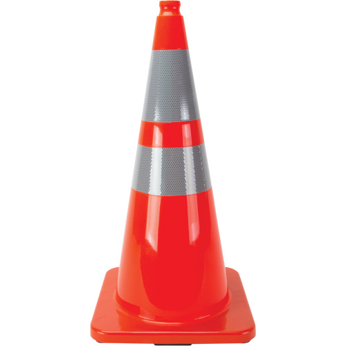 C&ocirc;nes en retrait, 28", Orange, Bande(s) r&eacute;fl&eacute;chissante(s) 4" & 6" O-Max