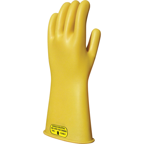 Gants isolants en caoutchouc naturel jaune, ASTM classe 2, Taille 8, 14" lo O-Max