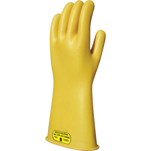 Gants isolants en caoutchouc naturel jaune, ASTM classe 2, Taille 8, 16" lo O-Max