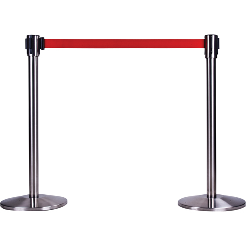 Poteau r&eacute;cepteur pour barri&egrave;res sur pieds pour le contr&ocirc;le des foules, Hauteur de 35", Acier inoxydable O-Max