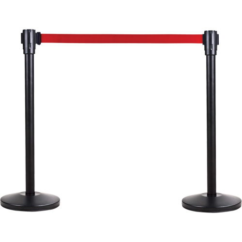 Poteau r&eacute;cepteur pour barri&egrave;res sur pieds pour le contr&ocirc;le des foules, Hauteur de 35", Noir O-Max