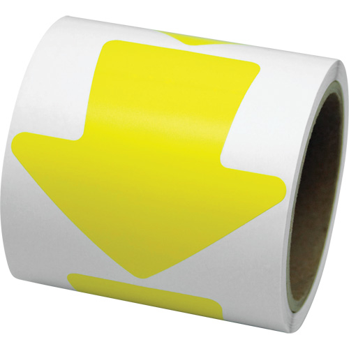 Coloured Floor Marking Decals, Arrow, 4" L x 4" W, Yellow, Vinyl O-Max
