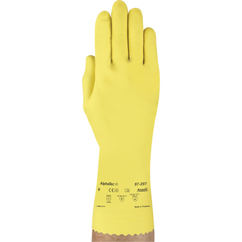 VersaTouch&reg; 297 Gloves, Size X-Large/10, 12" L, Rubber Latex, Flock-Lined Inner Lining, 20-mil O-Max