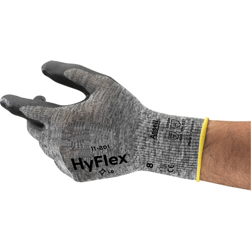 Hyflex&reg; 11-801 Gloves, 7/Small, Foam Nitrile Coating, 15 Gauge, Nylon Shell O-Max