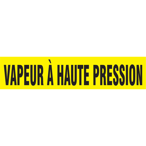 Marqueurs de tuyau "Vapeur &agrave; Haute Pression" Snap Tite, &agrave; pression, 14" h x 12" la, Noir sur jaune O-Max