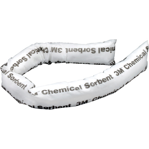 Mini-berme adsorbante pour produits chimiques, Produit chimique, 4' lo x 3" la, Absorption 12 gal., 12 /pqt O-Max