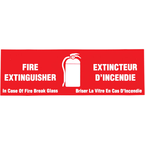 "Fire Extinguisher / Extincteur d'incendie" Label, 2" x 6", Vinyl, Bilingual with Pictogram O-Max