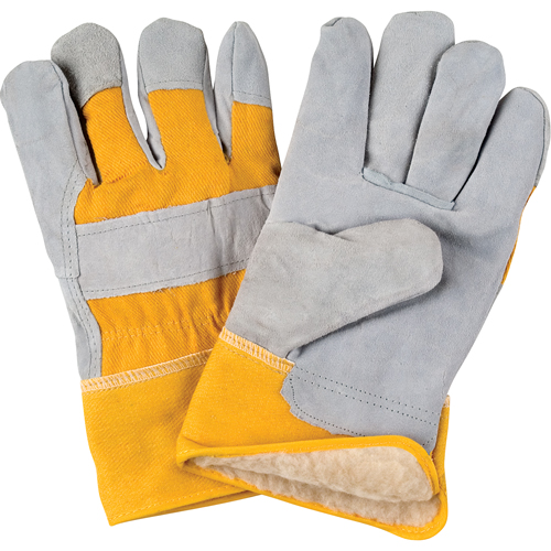 Gants d'ajusteur doubl&eacute;s pour l'hiver, 2T-Grand, Paume en Cuir de vache refendu, Doublure en Boa O-Max