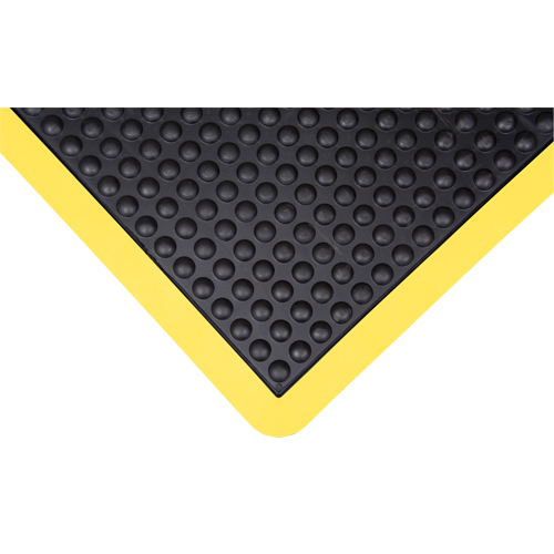 Tapis antifatigue en d&ocirc;me, &agrave; bulles, 2' x 3' x 1/2", Noir, Caoutchouc O-Max
