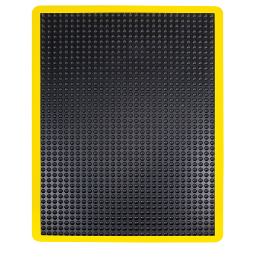 Tapis antifatigue en d&ocirc;me, &agrave; bulles, 2' x 3' x 1/2", Noir, Caoutchouc O-Max