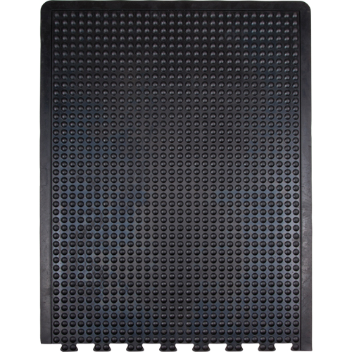 Tapis antifatigue en d&ocirc;me, &agrave; bulles, 3' x 4' x 1/2", Noir, Caoutchouc O-Max