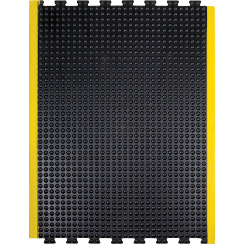 Tapis antifatigue en d&ocirc;me, &agrave; bulles, 3' x 4' x 1/2", Noir, Caoutchouc O-Max