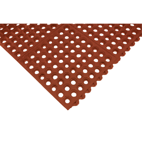 Anti-Fatigue Link Matting, Honeycomb, 3' x 3' x 1/2", Brown, Nitrile/Rubber O-Max
