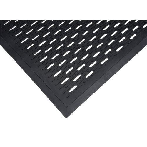 Tapis &agrave; profil bas, Caoutchouc, Grattoir Type, Motif &agrave; fentes, 3' x 5', Noir O-Max