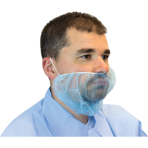 Disposable Beard Covers, Polypropylene, Blue O-Max