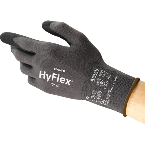 Gants HyFlex 11-840, 10/T-Grand, R&ecirc;vetement Mousse de nitrile, Calibre 15, Enveloppe en Nylon O-Max