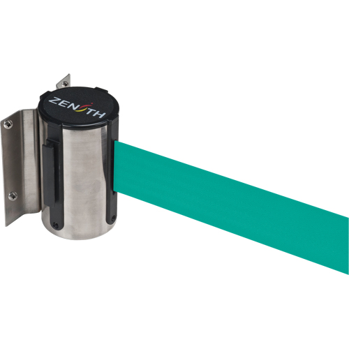 Wall Mount Barrier, Steel, Screw Mount, 7', Green Tape O-Max