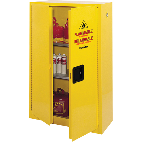 Flammable Storage Cabinet, 45 gal., 2 Door, 43" W x 65" H x 18" D O-Max