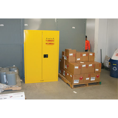 Flammable Storage Cabinet, 45 gal., 2 Door, 43" W x 65" H x 18" D O-Max