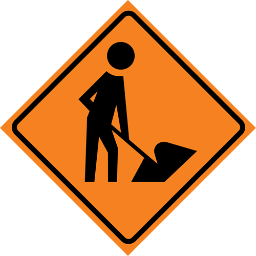 Men at Work Roll-Up Traffic Sign, 29-1/2" x 29-1/2", Vinyl, Pictogram O-Max