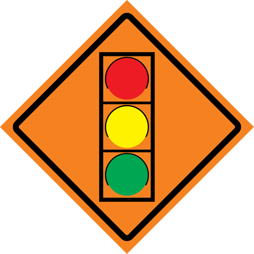 Stop Light Roll-Up Traffic Sign, 29-1/2" x 29-1/2", Vinyl, Pictogram O-Max