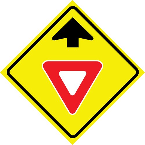 "Yield Ahead" Roll-Up Traffic Sign, 36" x 36", Vinyl, Pictogram O-Max