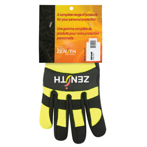 ZM500 High-Visibility Cut-Resistant Mechanic's Gloves, HPPE Palm, Size Medium O-Max