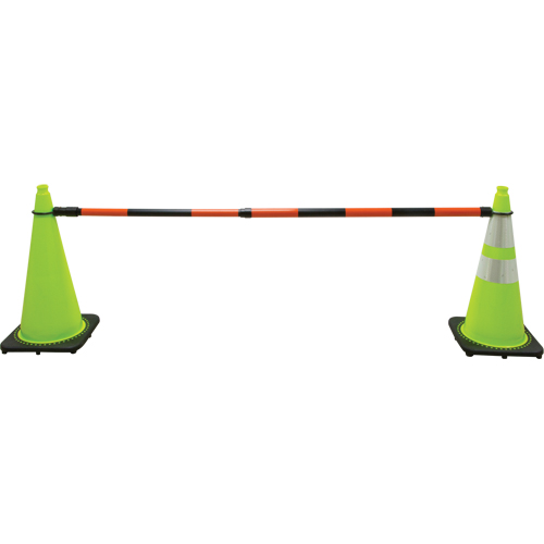 Barre pour c&ocirc;ne de circulation r&eacute;tractable, Longueur d&eacute;ploy&eacute;e de 7' 5'', Noir/Orange O-Max