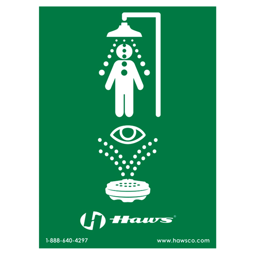 Enseigne douche/douche oculaire d'urgence, 24" x 18", Plastique, Pictogramme O-Max