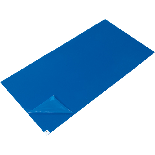 Tapis pelables de rechange pour salle blanche, &eacute;paisseur 1,57 mils, 1-1/2' la, 3' lo x Bleu O-Max