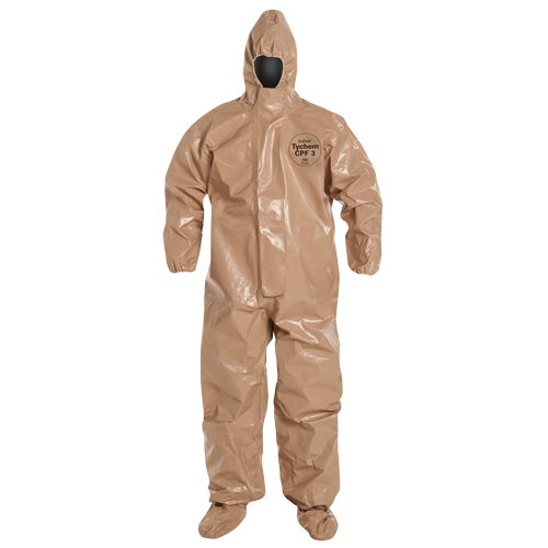 Combinaison de protection Tychem 5000 avec capuchon, Petit, Brun O-Max