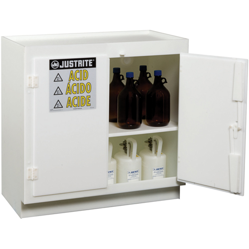 Armoires solides en poly&eacute;thyl&egrave;ne pour acides, 6 x 0,66043 gal., 36" x 35,75" x 21,75" O-Max