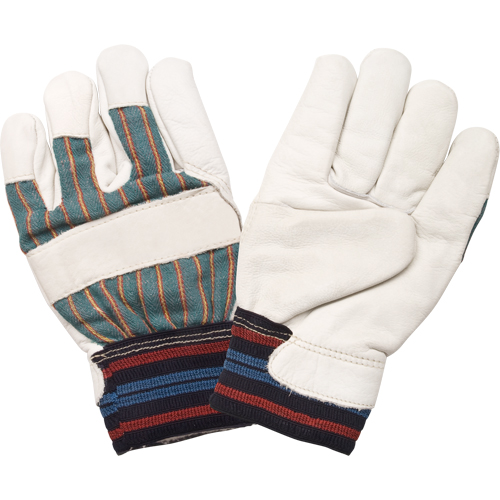 Abrasion-Resistant Winter-Lined Work Gloves, Medium, Grain Cowhide Palm, Cotton Fleece Inner Lining O-Max