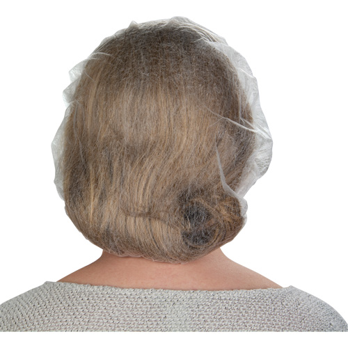 Non-Woven Bouffant Caps, Polypropylene, 21"/Large, White O-Max